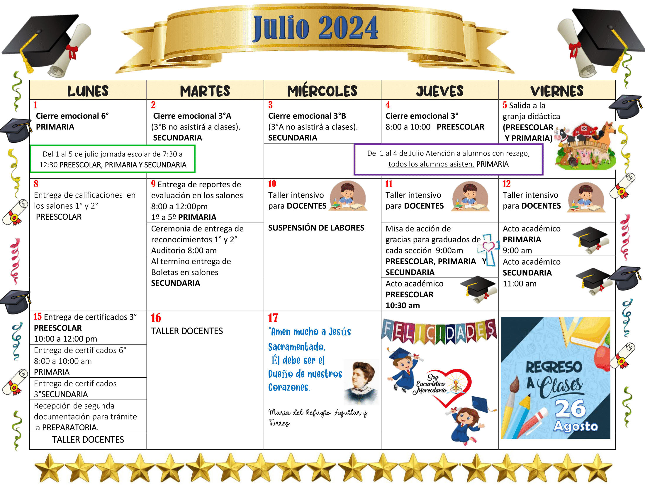 CALENDARIO DE JULIO 2024